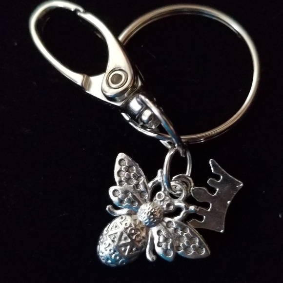 Queen Bee & Crown Keyring \ Purse Clip - Picture 2 of 4